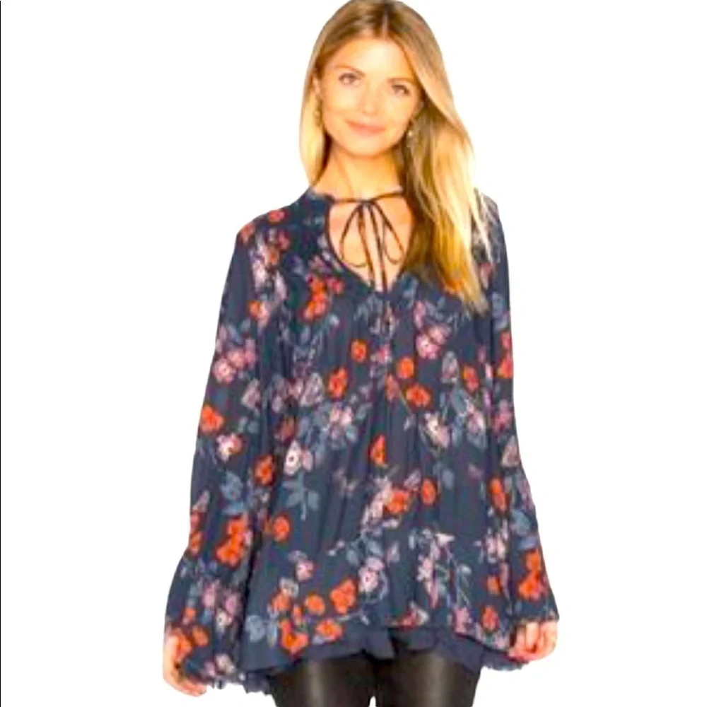 Free People Butterfly Floral Blouse